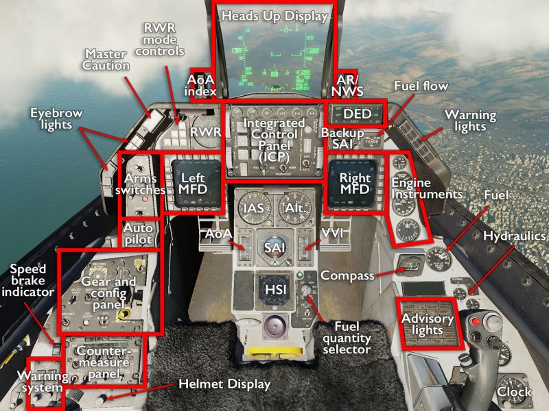 F-16C Viper dashboard.