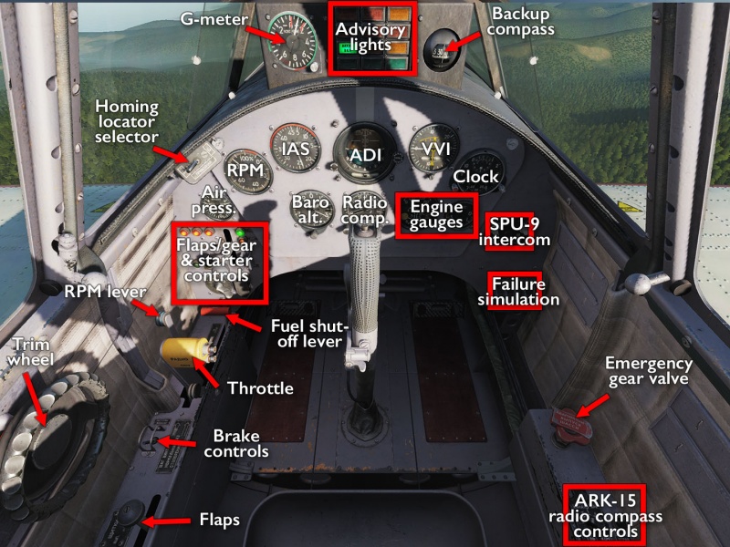 Yak-52 rear dashboard.