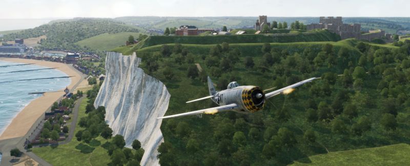 P‑47D Thunderbolt buzzing the white cliffs